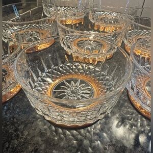 French Arcoroc Diamond Star Glass Bowl with Coppercraft Copper Base- set of 8